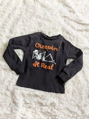 The Halloween Collection Creepin It Real Skeleton Long Sleeve Black Shirt 3T